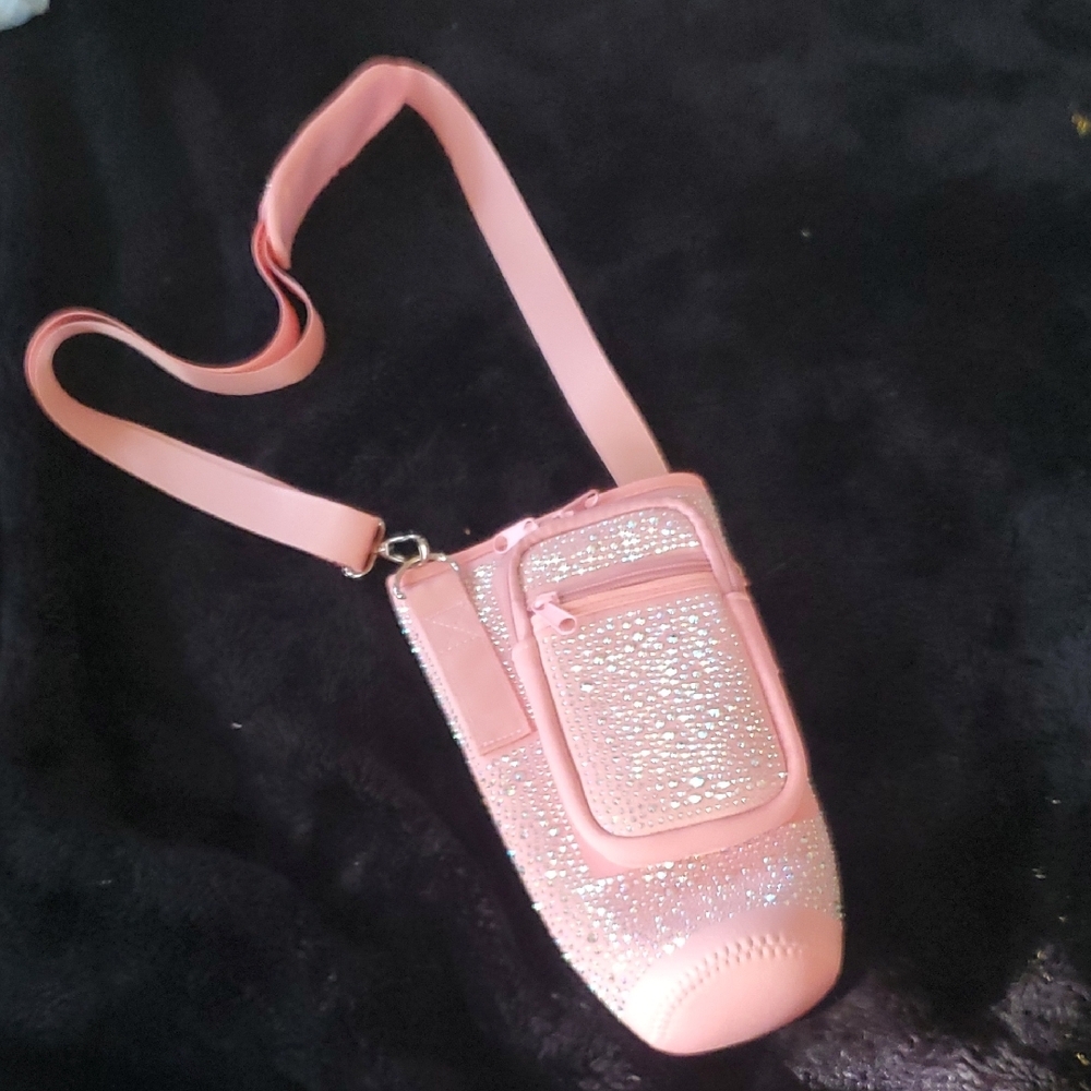 Pink Rhinestone Crossbody 40oz Cup Holder